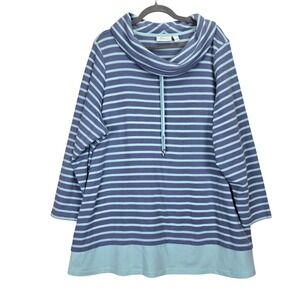 D&Co Active Womens Plus Size 3XP Striped Cowl Neck Thermal Knit Tunic Top Casual